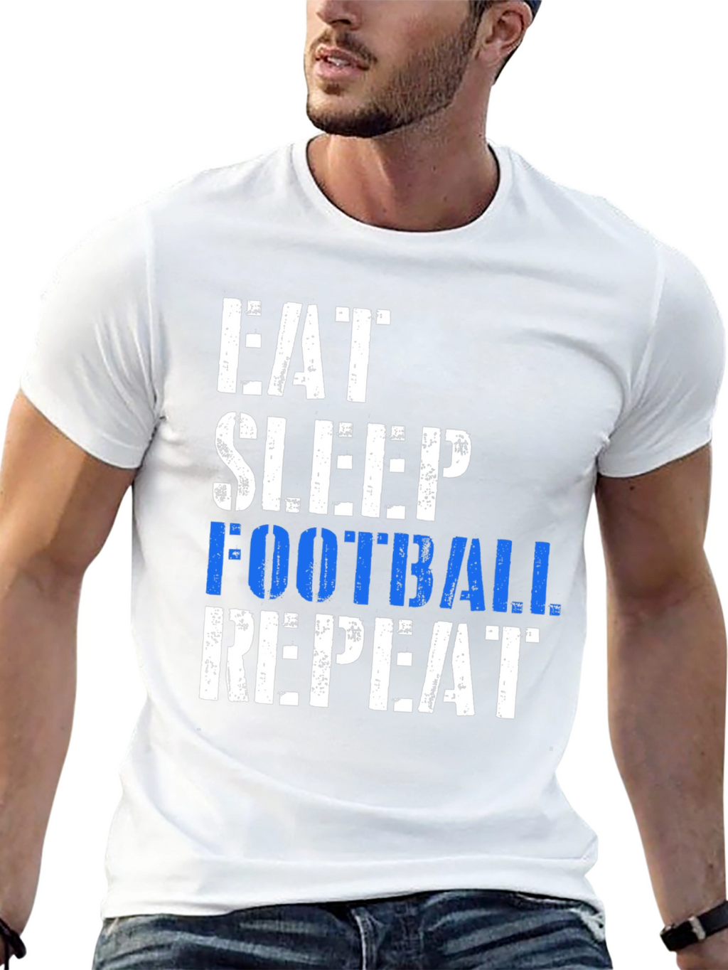 Eat Sleep Football Repeat Black T-Shirt