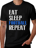Eat Sleep Football Repeat Black T-Shirt
