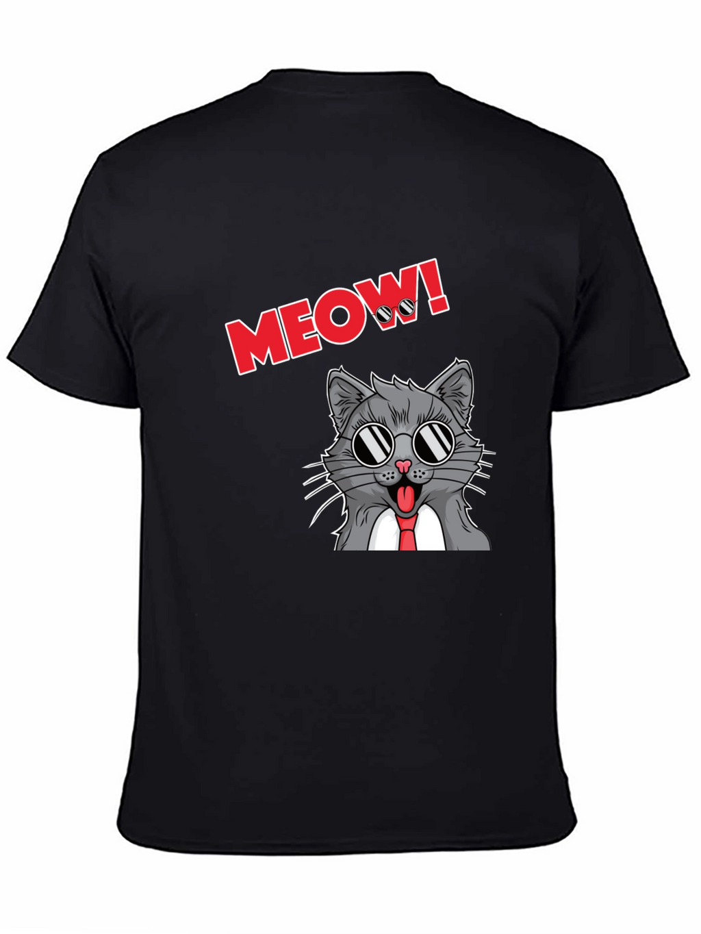 Cool Cat Meow T-Shirt - Black