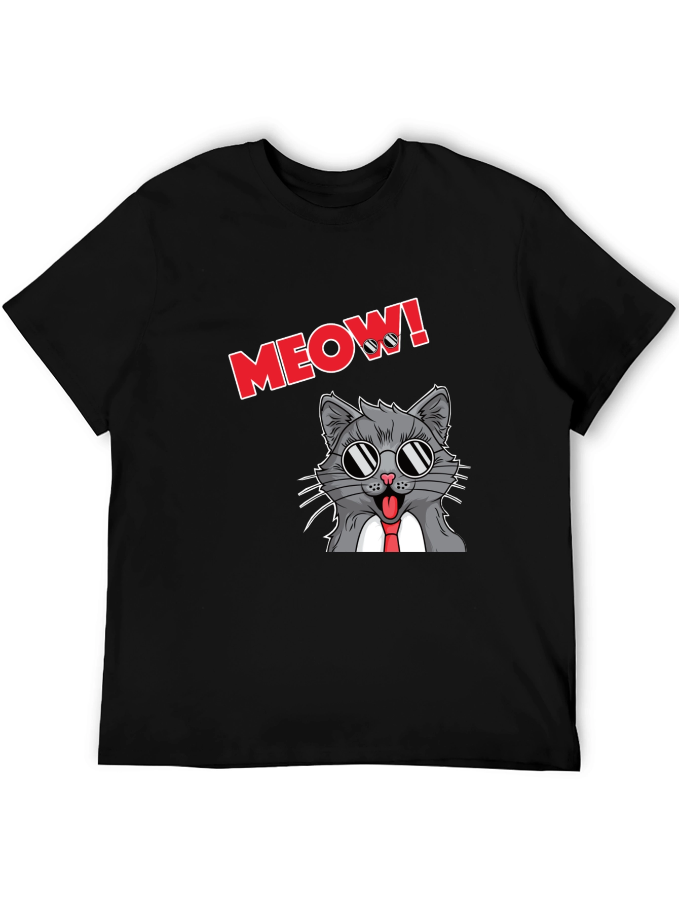 Cool Cat Meow T-Shirt - Black