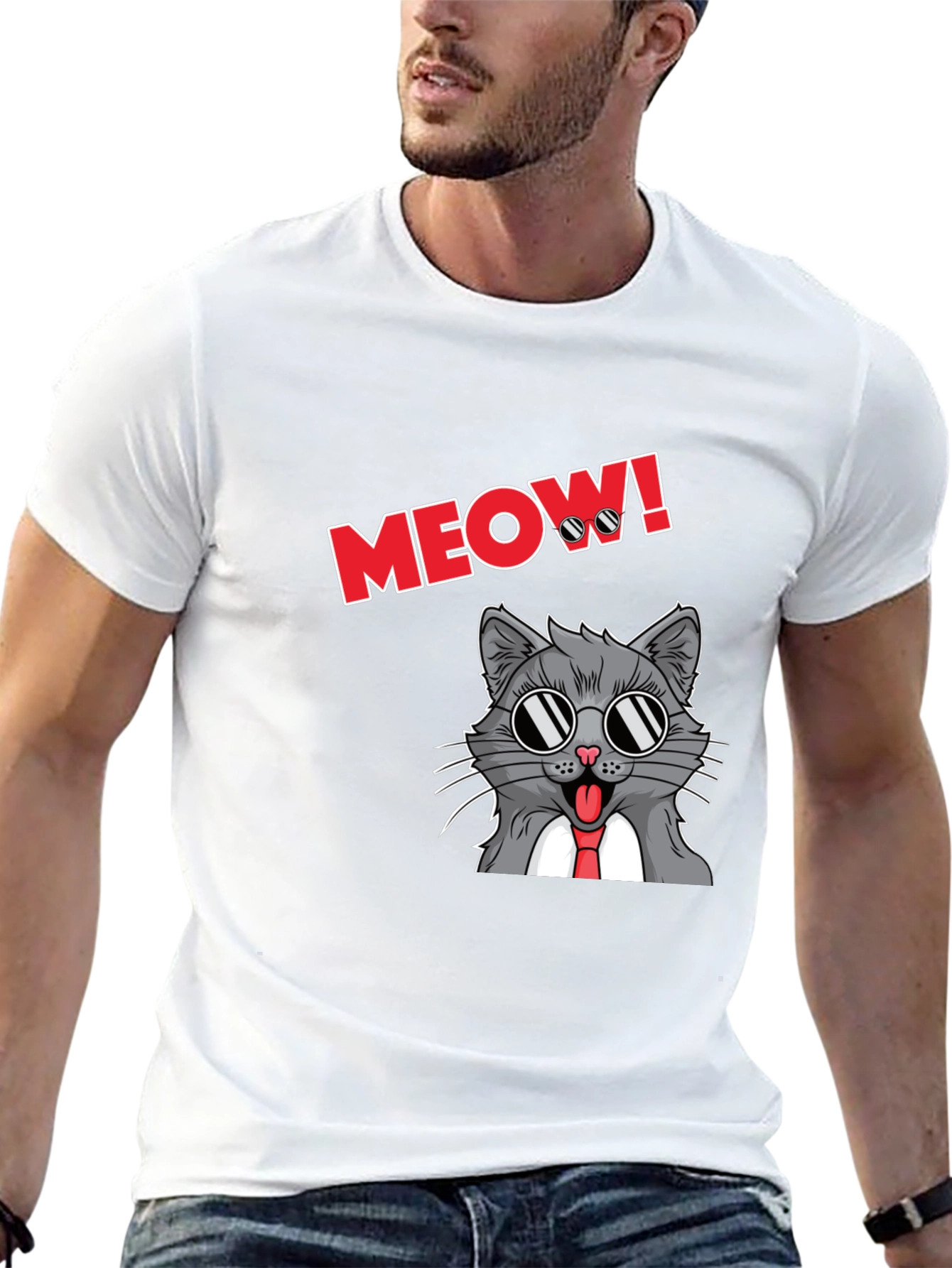 Cool Cat Meow T-Shirt - Black