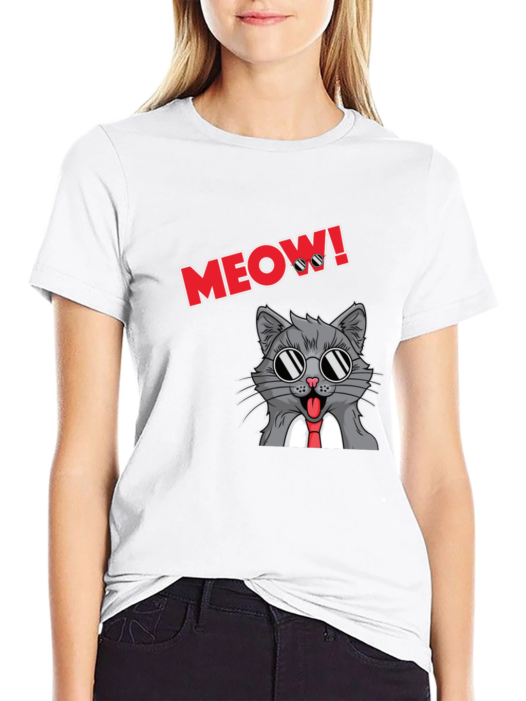 Cool Cat Meow T-Shirt - Black