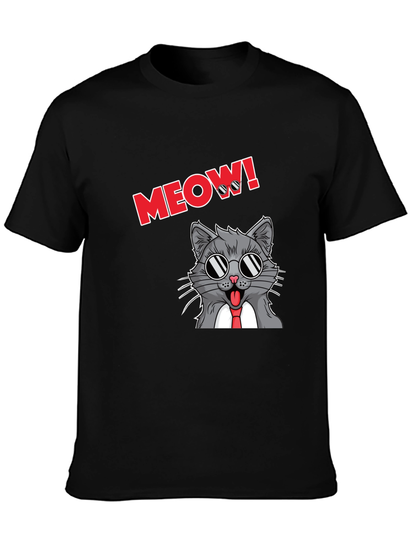 Cool Cat Meow T-Shirt - Black