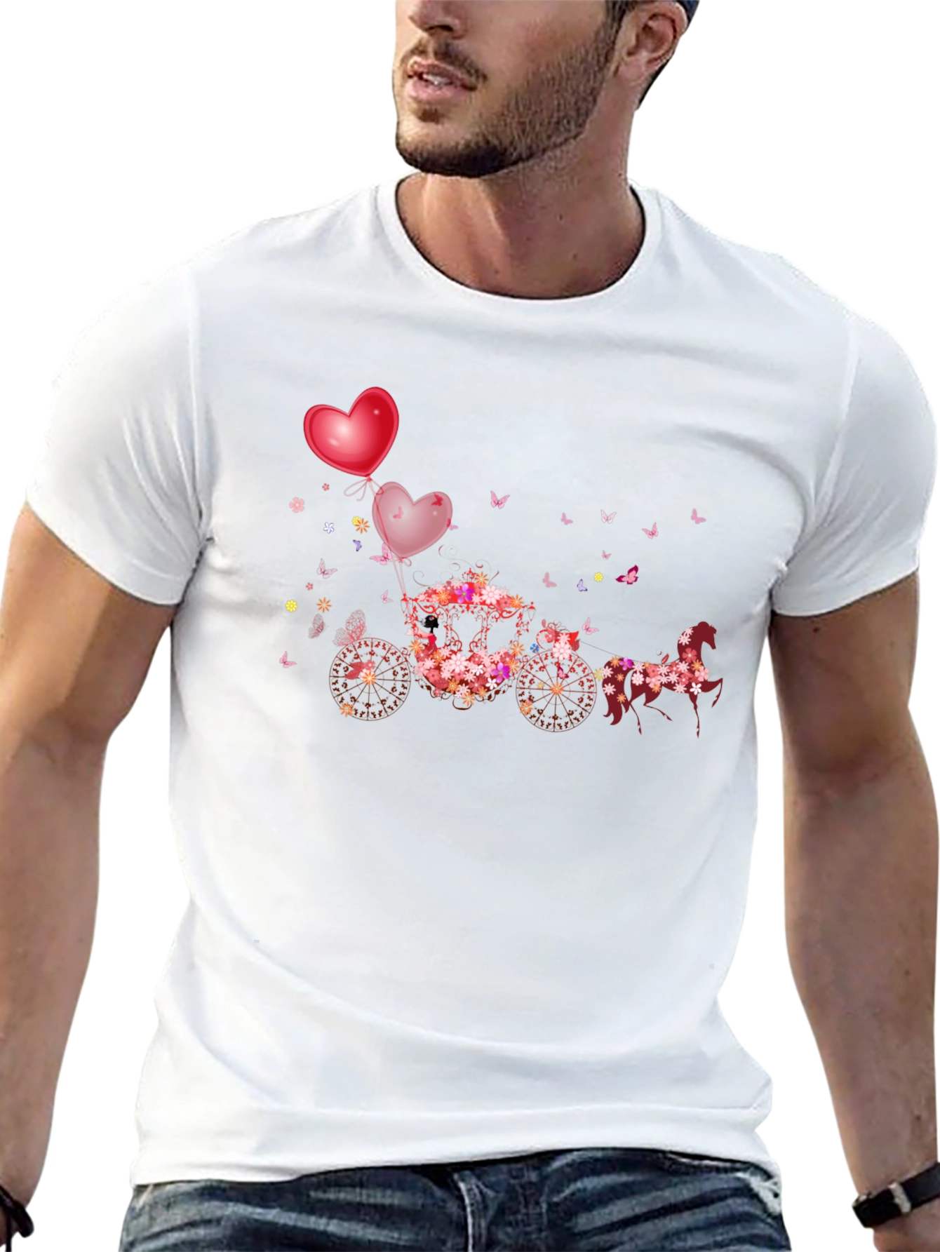 Floral Horse-Drawn Carriage T-Shirt