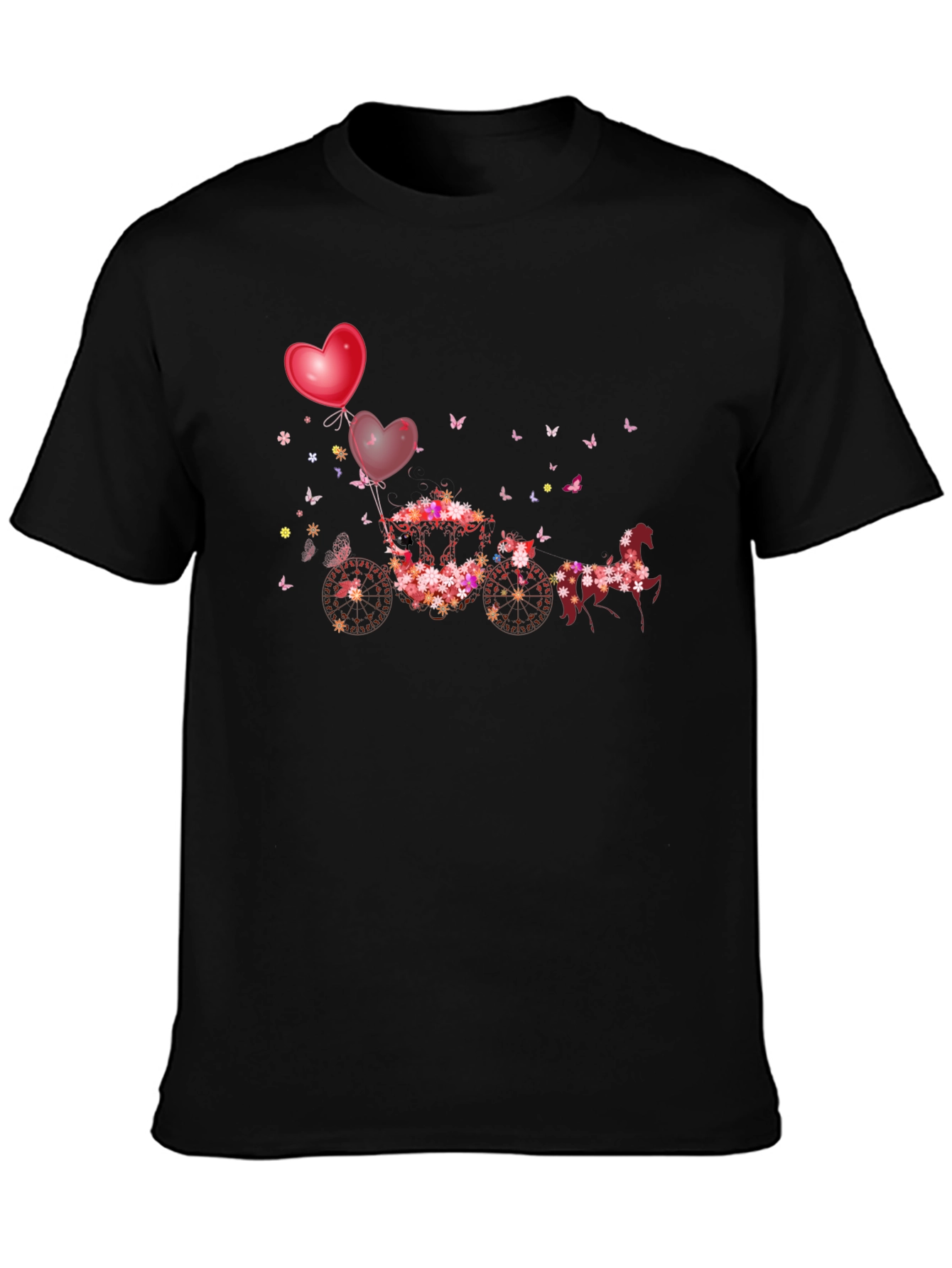 Floral Horse-Drawn Carriage T-Shirt