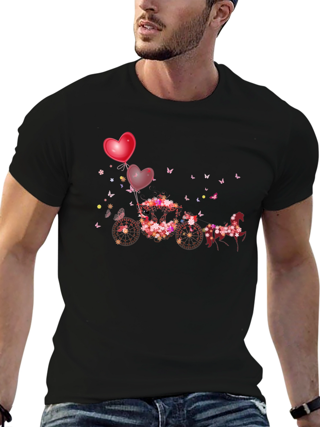 Floral Horse-Drawn Carriage T-Shirt