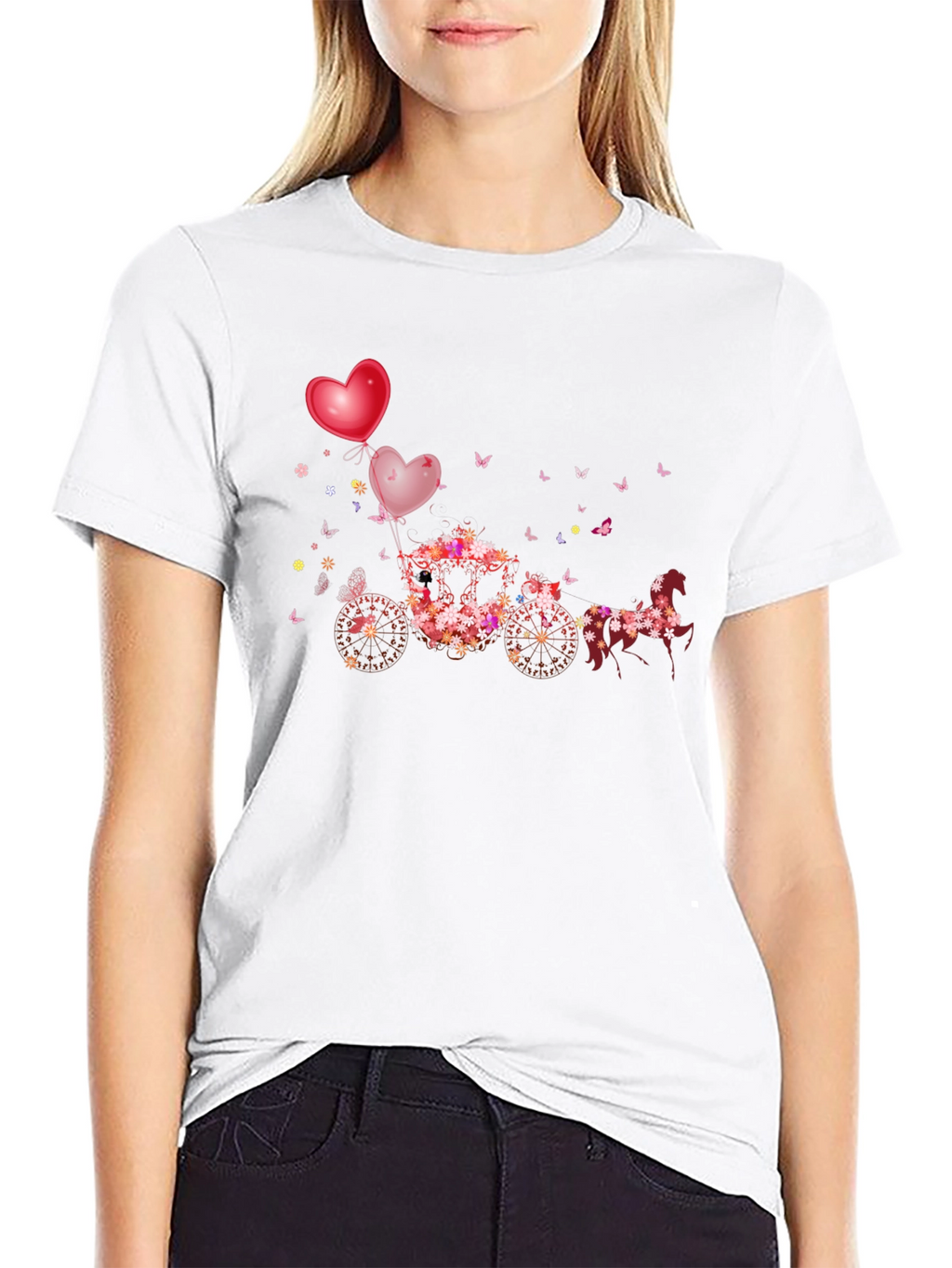 Floral Horse-Drawn Carriage T-Shirt