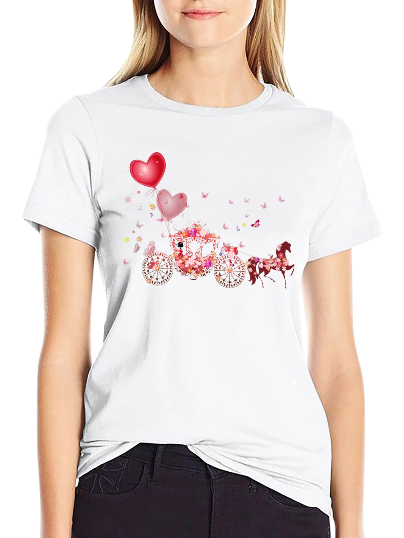 Floral Horse-Drawn Carriage T-Shirt