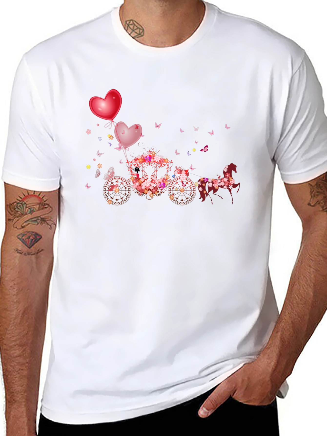 Floral Horse-Drawn Carriage T-Shirt