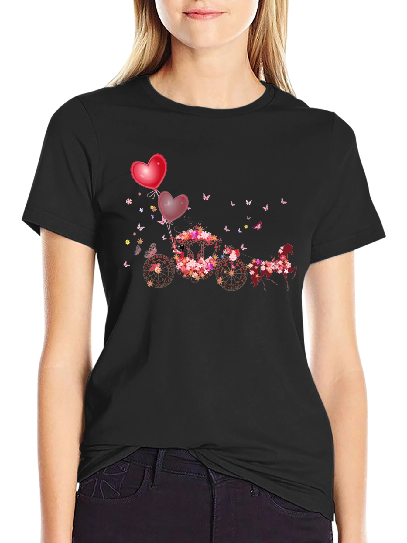 Floral Horse-Drawn Carriage T-Shirt