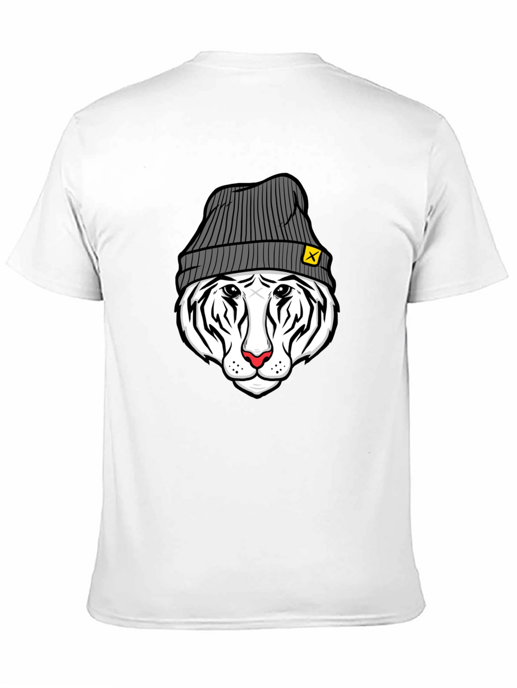 Cool Tiger in Beanie Black T-Shirt