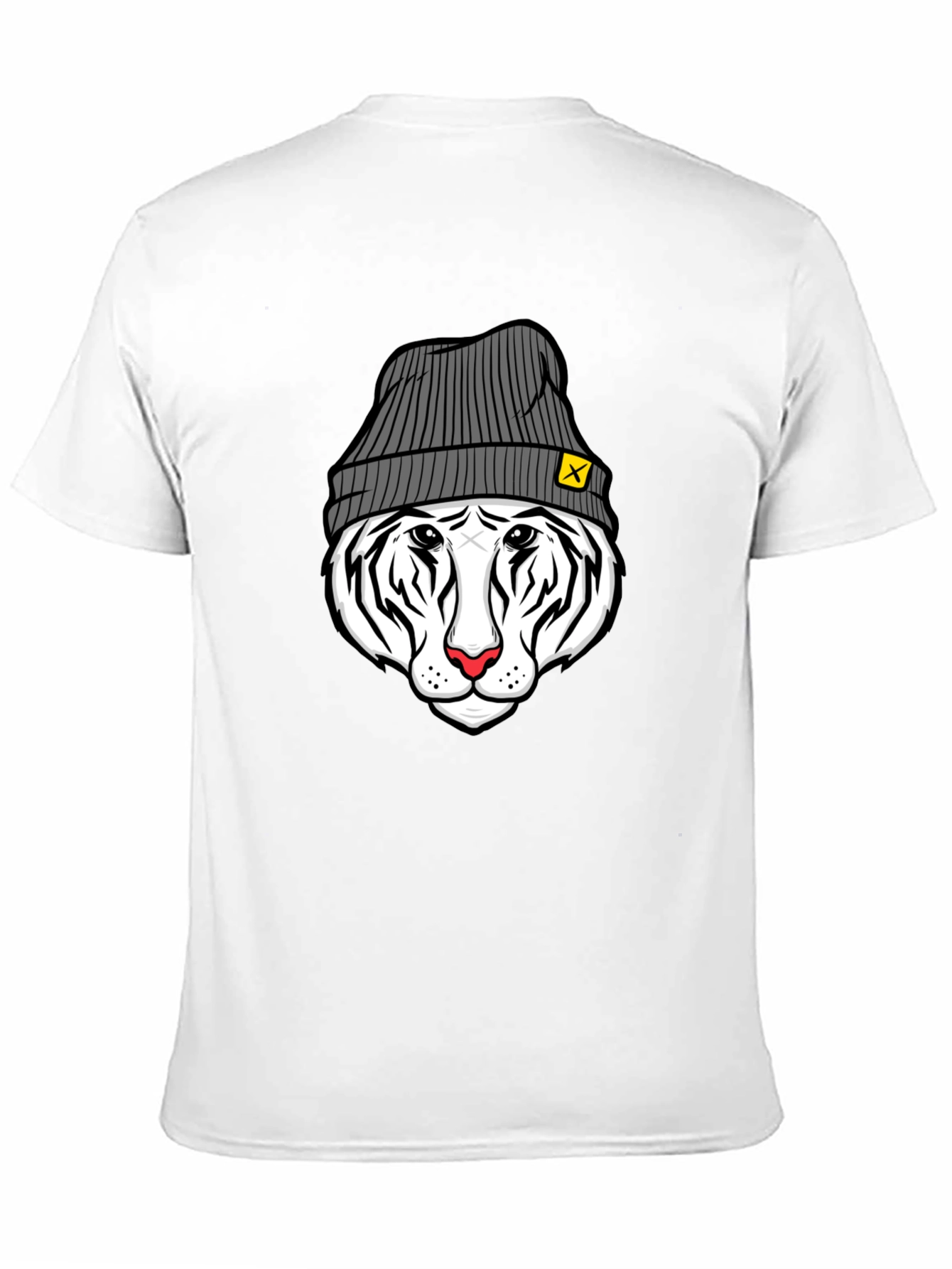 Cool Tiger in Beanie Black T-Shirt