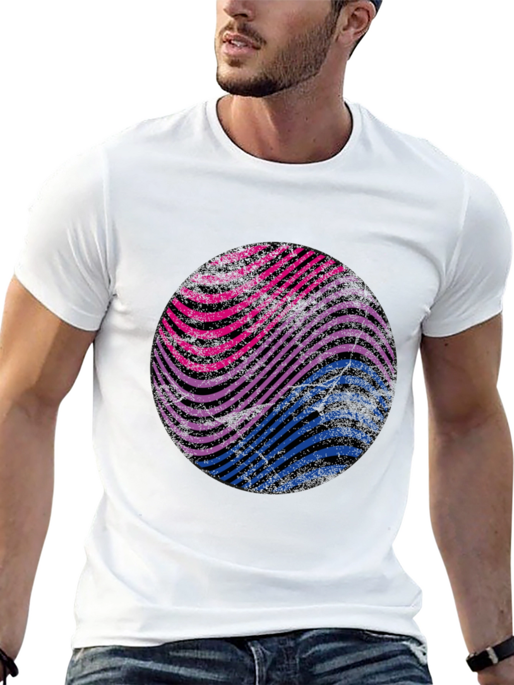 Bisexual Pride Wave Graphic Tee - Black