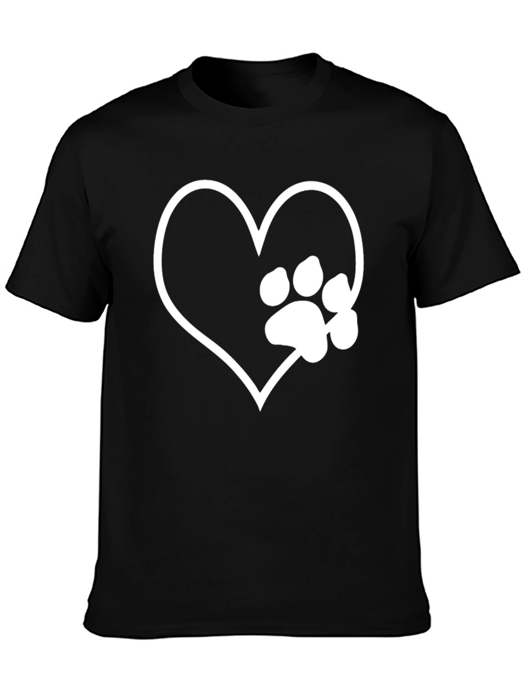 Heart Paw Print Black T-Shirt