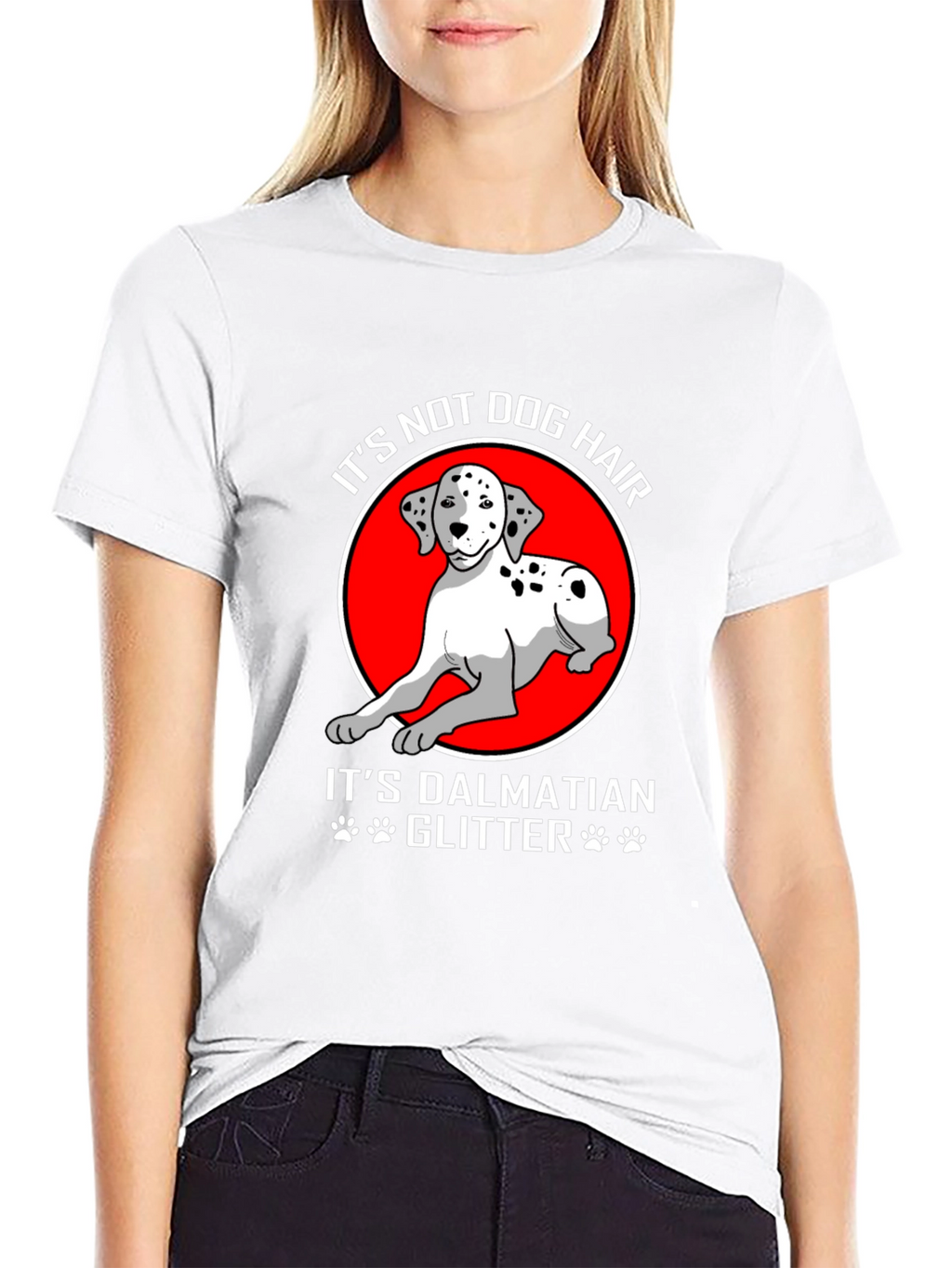 Dalmatian Dog Glitter Graphic T-Shirt