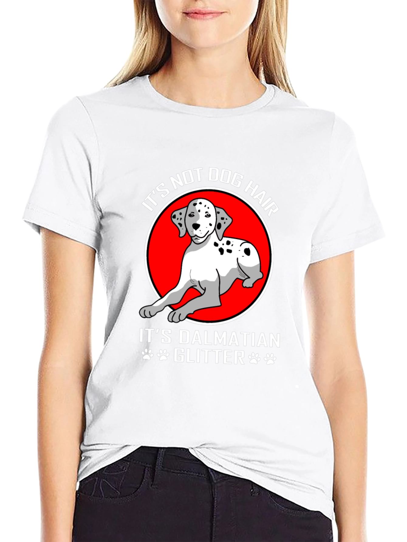 Dalmatian Dog Glitter Graphic T-Shirt