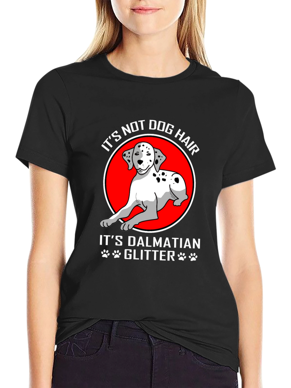 Dalmatian Dog Glitter Graphic T-Shirt