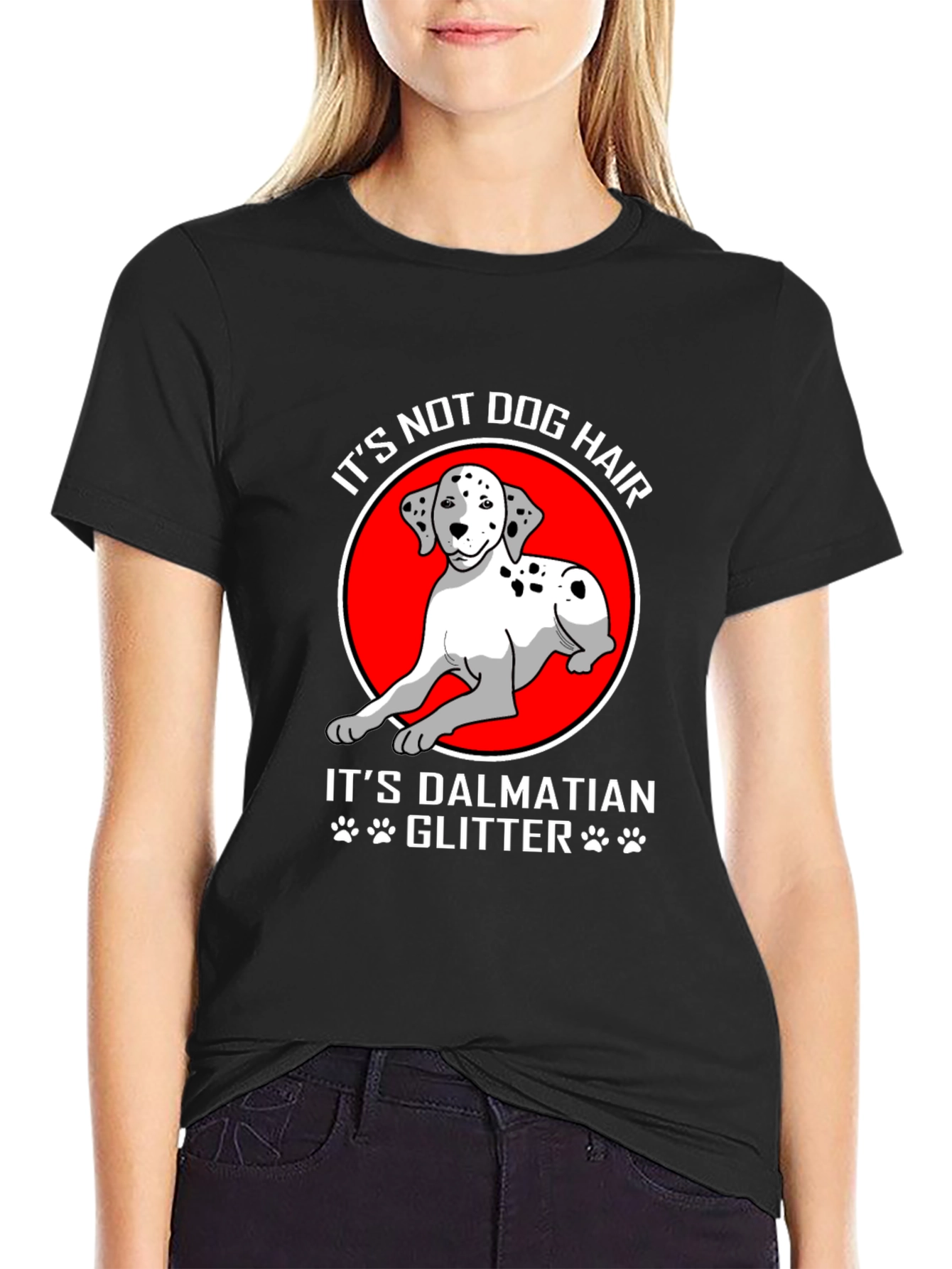 Dalmatian Dog Glitter Graphic T-Shirt