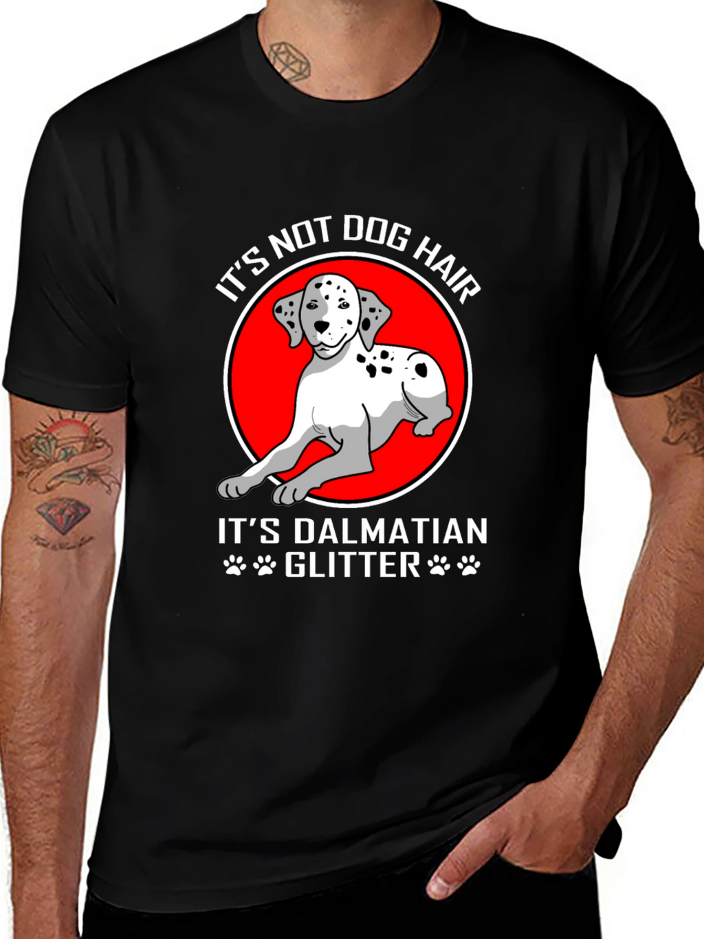 Dalmatian Dog Glitter Graphic T-Shirt