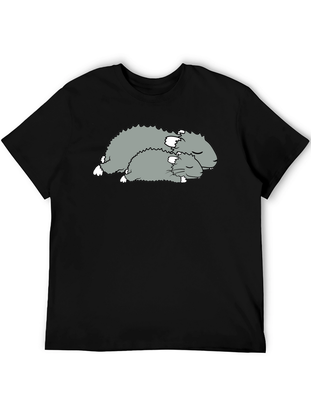 Sleeping Hamsters Graphic Tee - Black Cotton Comfort
