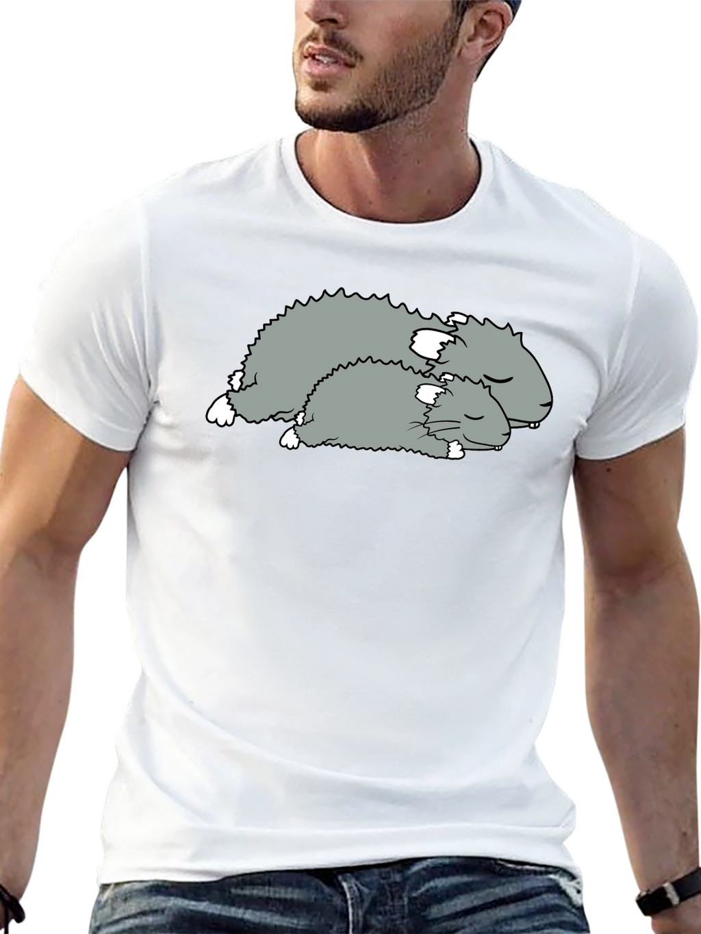 Sleeping Hamsters Graphic Tee - Black Cotton Comfort