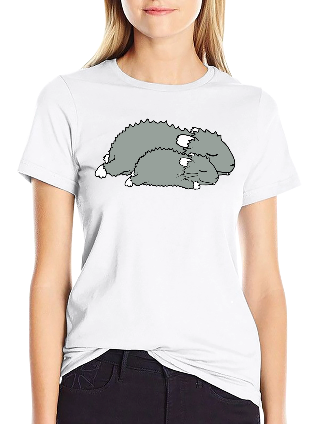 Sleeping Hamsters Graphic Tee - Black Cotton Comfort
