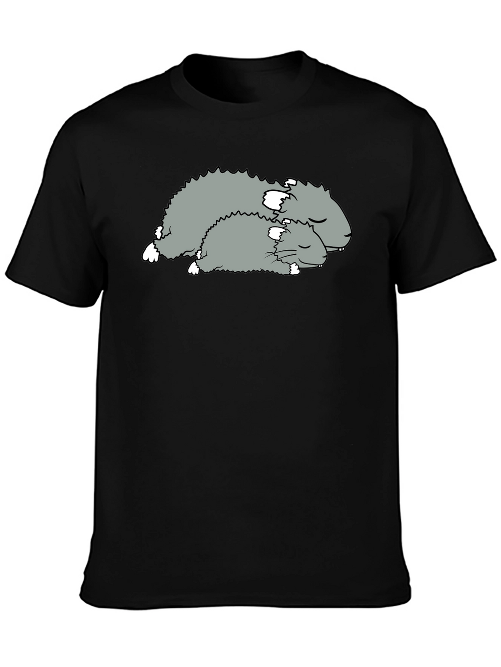 Sleeping Hamsters Graphic Tee - Black Cotton Comfort