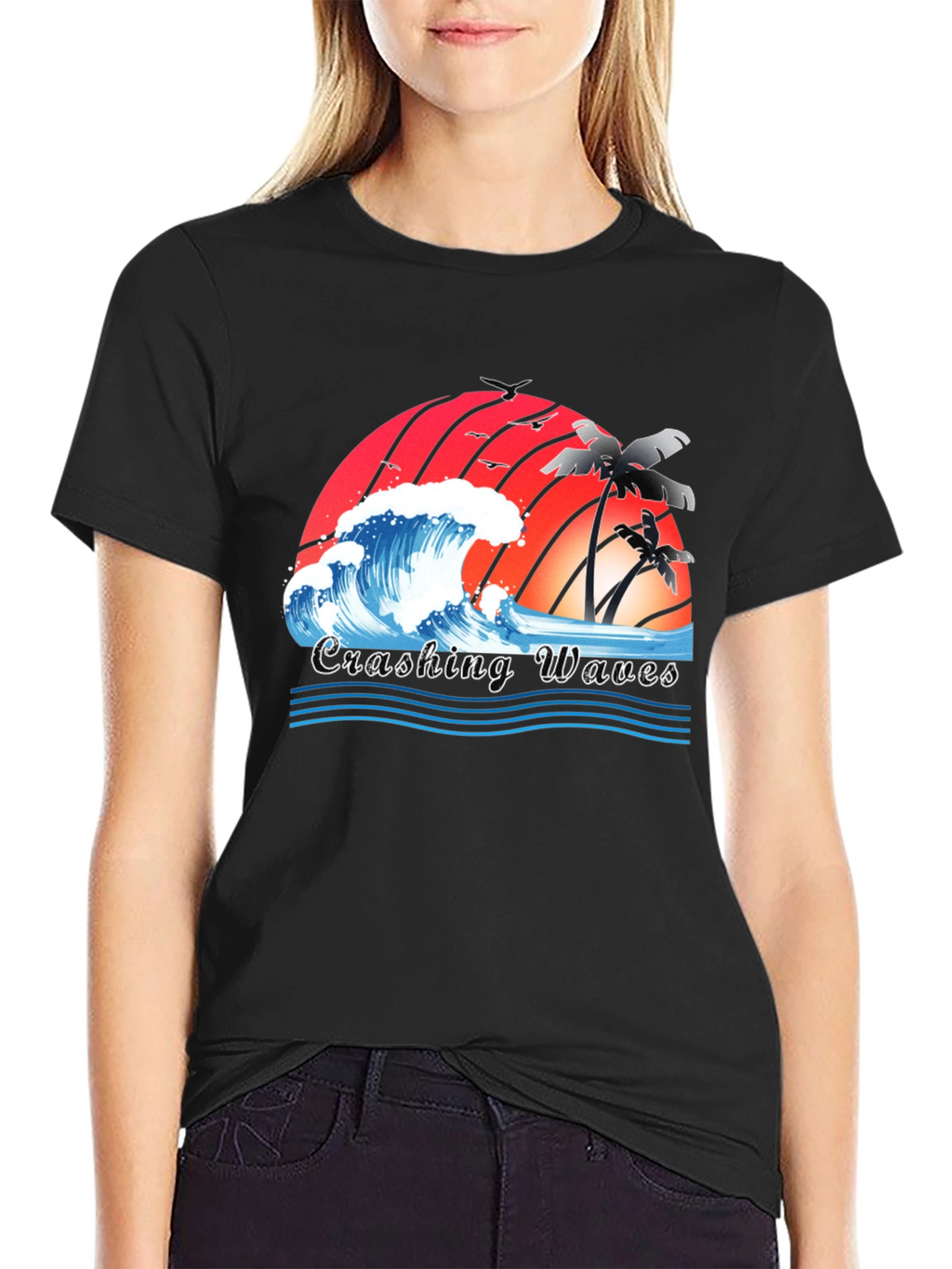 Crashing Waves Graphic Tee - Tropical Beach Vibes