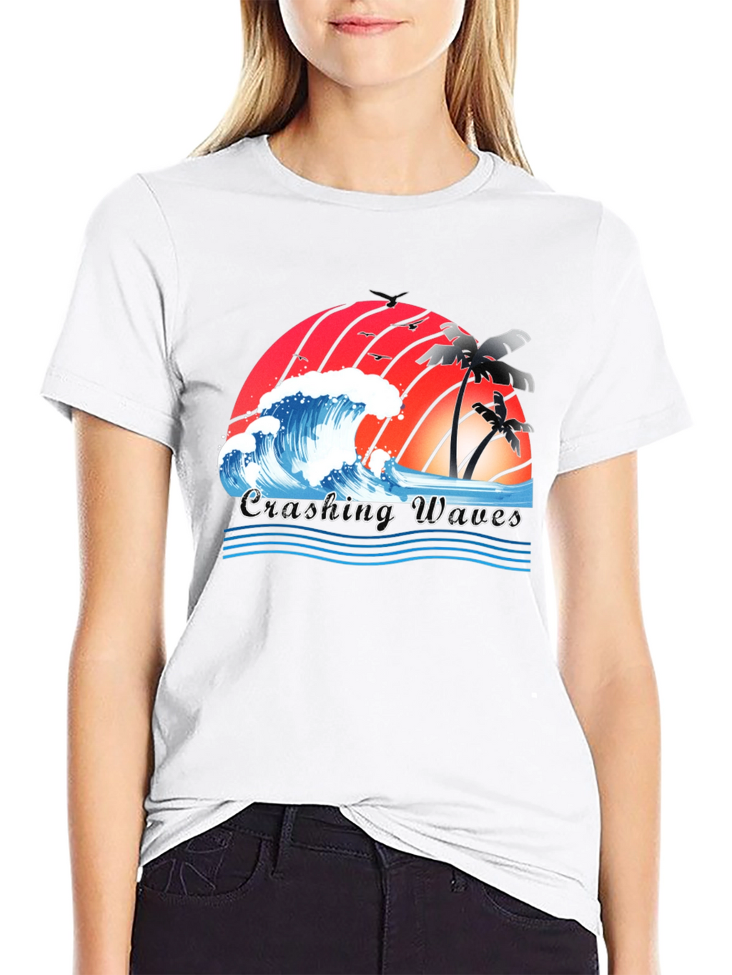 Crashing Waves Graphic Tee - Tropical Beach Vibes