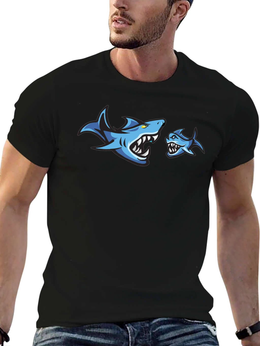 Shark Graphic Print Crew Neck T-Shirt