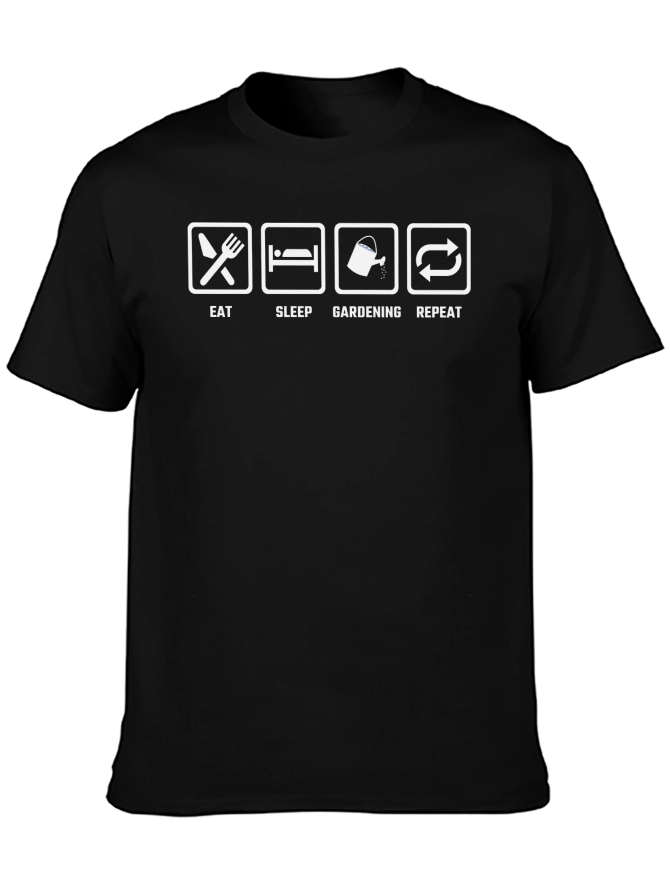 Eat Sleep Gardening Repeat T-Shirt - Black
