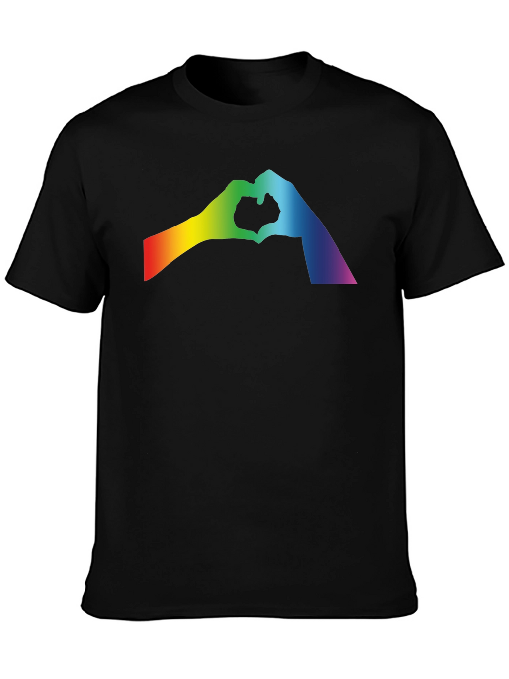 Rainbow Heart Hands Black T-Shirt - Pride