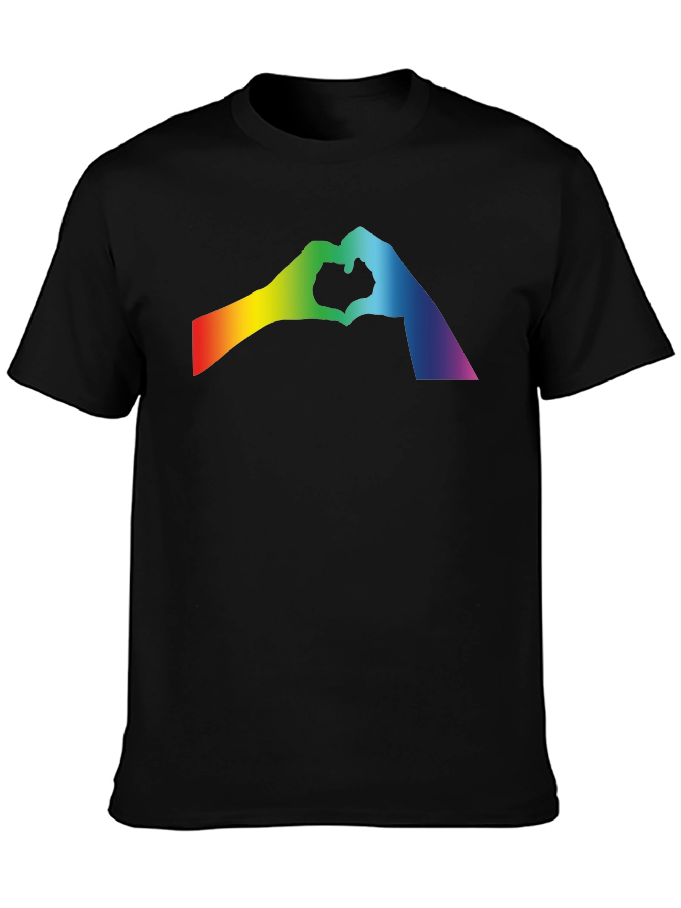 Rainbow Heart Hands Black T-Shirt - Pride