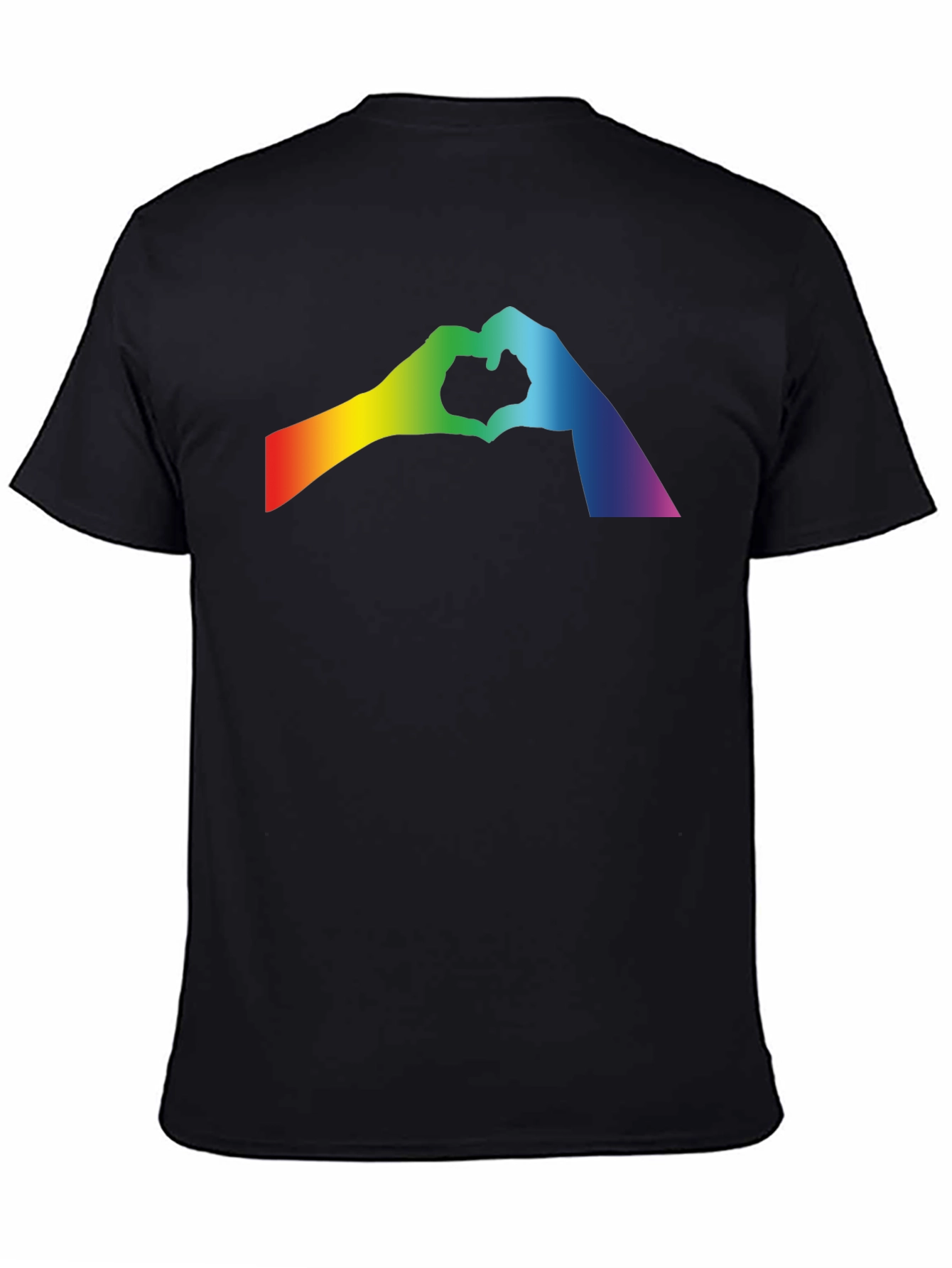 Rainbow Heart Hands Black T-Shirt - Pride