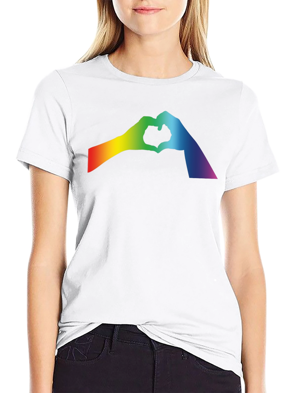 Rainbow Heart Hands Black T-Shirt - Pride