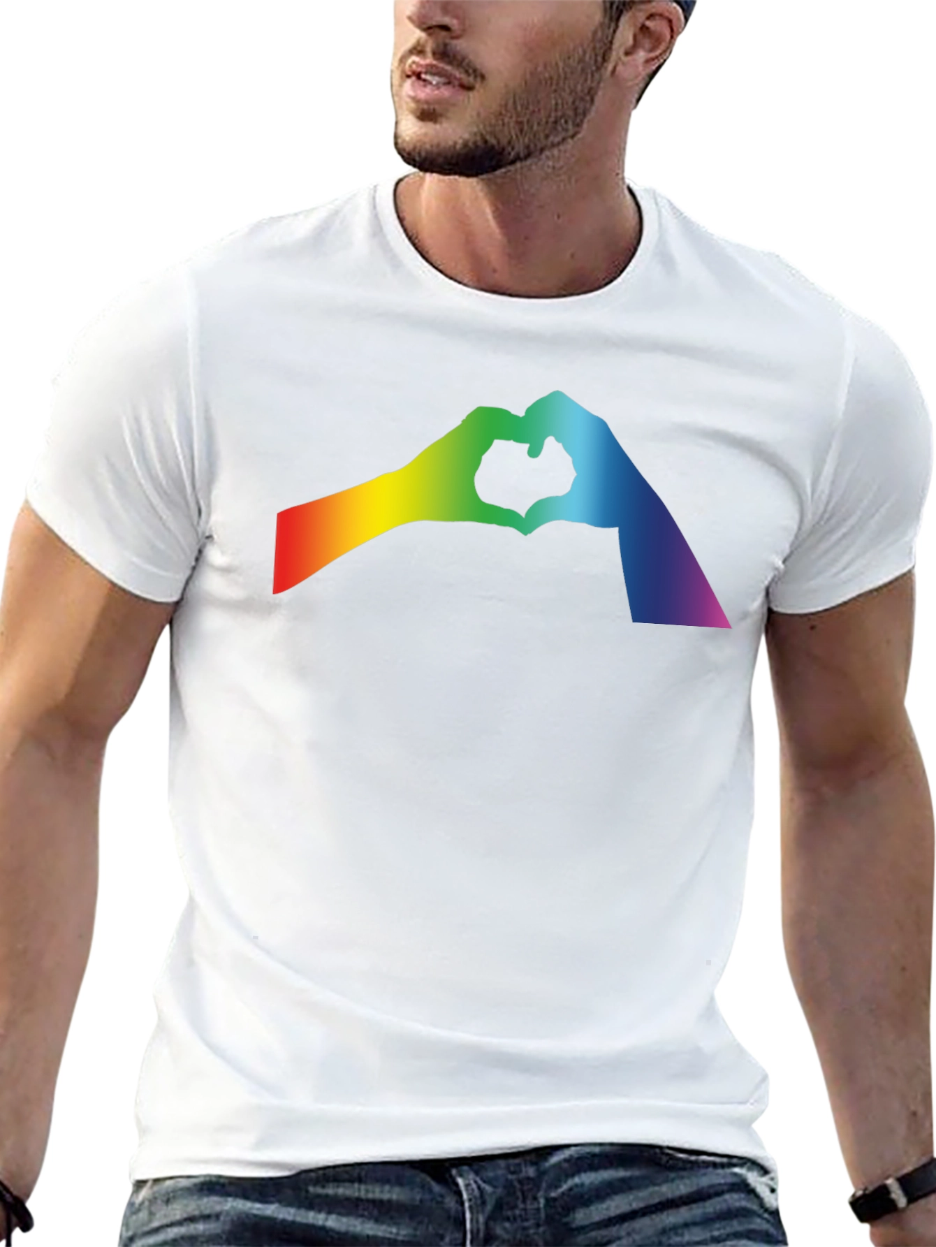 Rainbow Heart Hands Black T-Shirt - Pride