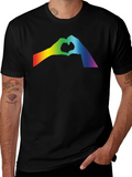 Rainbow Heart Hands Black T-Shirt - Pride
