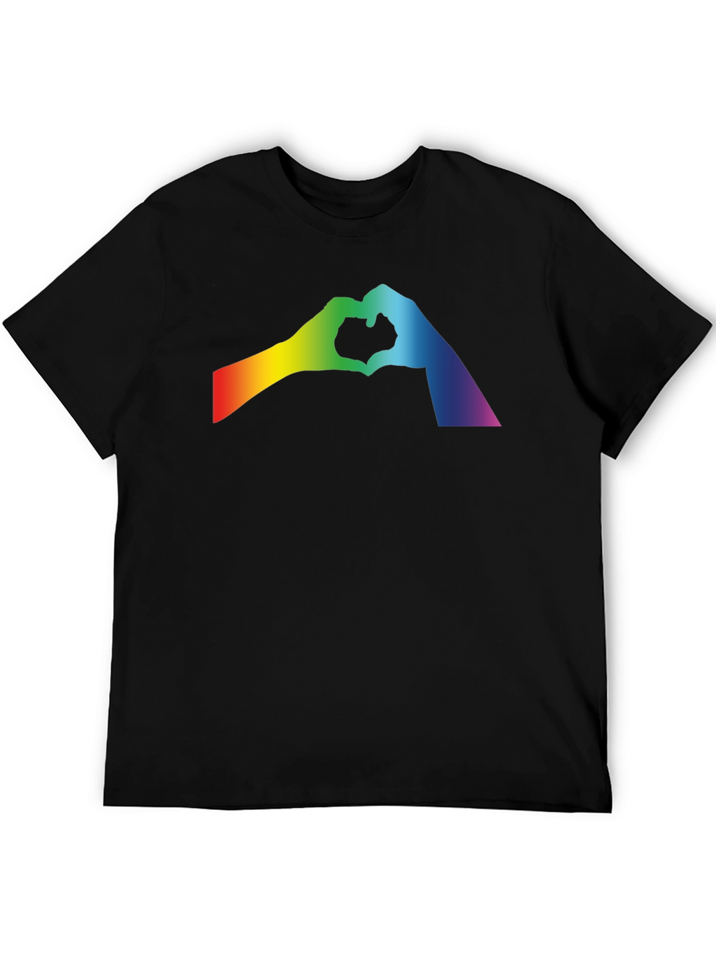 Rainbow Heart Hands Black T-Shirt - Pride