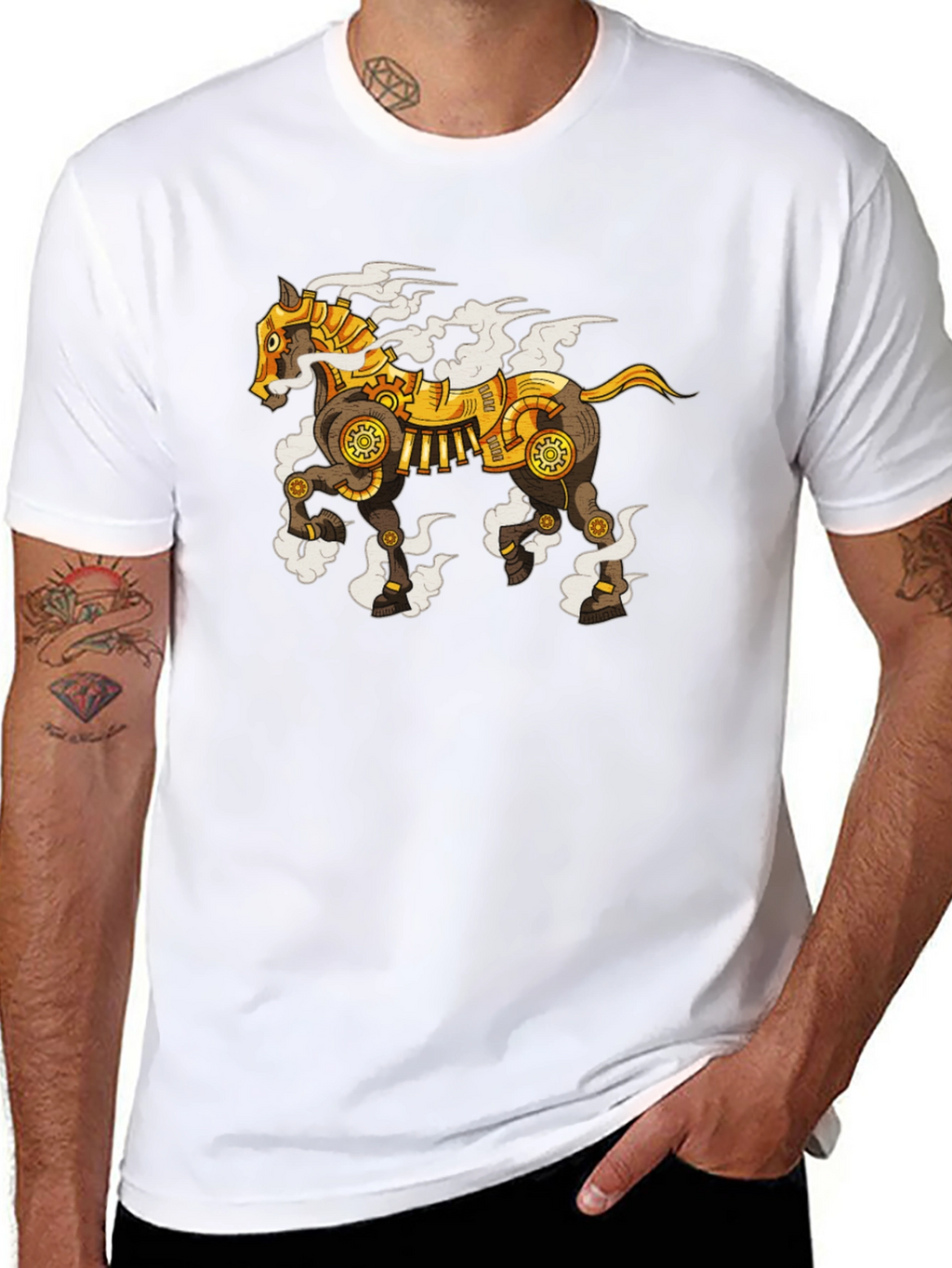 Steampunk Horse Graphic T-Shirt - Unique Design
