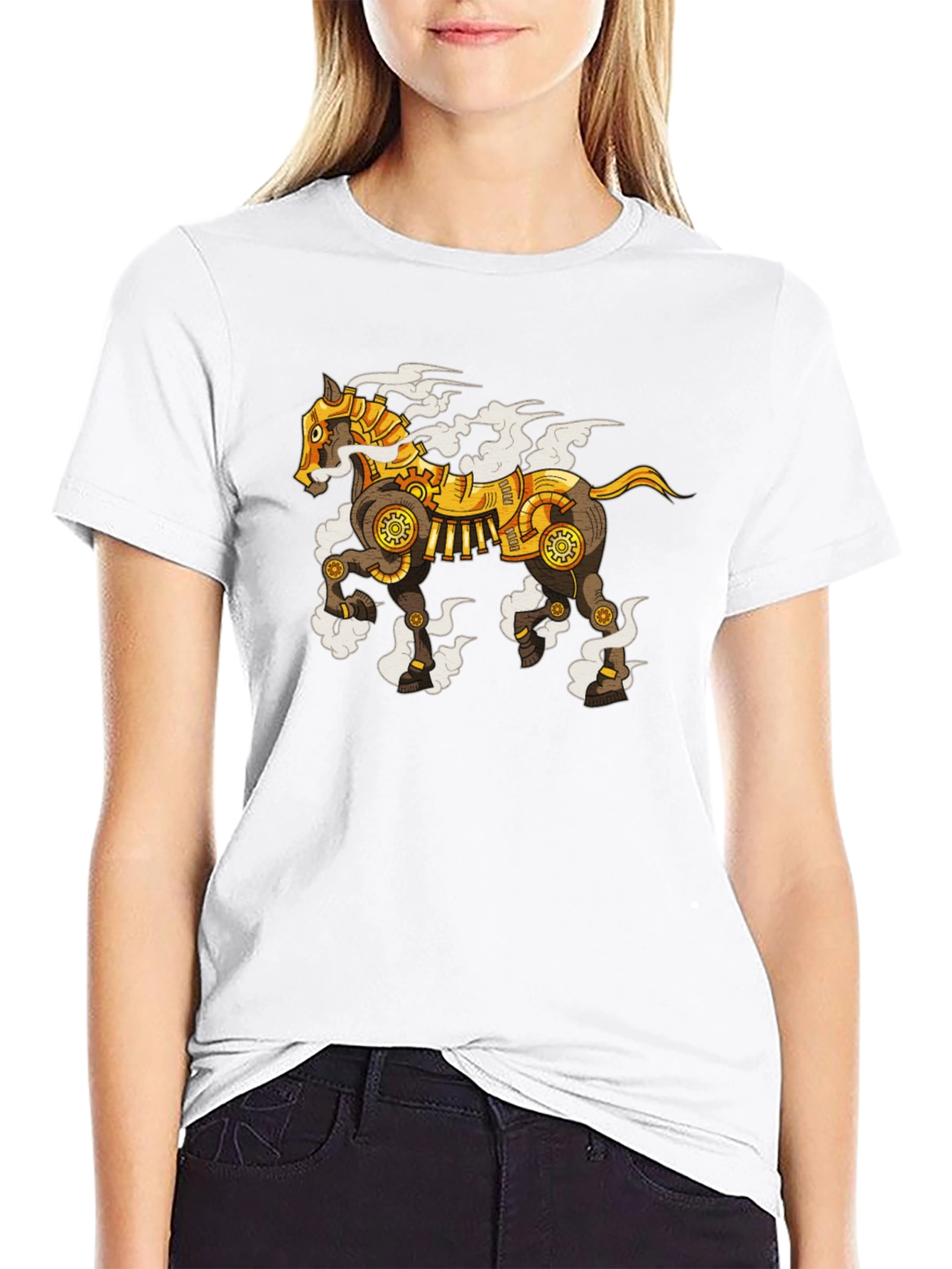 Steampunk Horse Graphic T-Shirt - Unique Design
