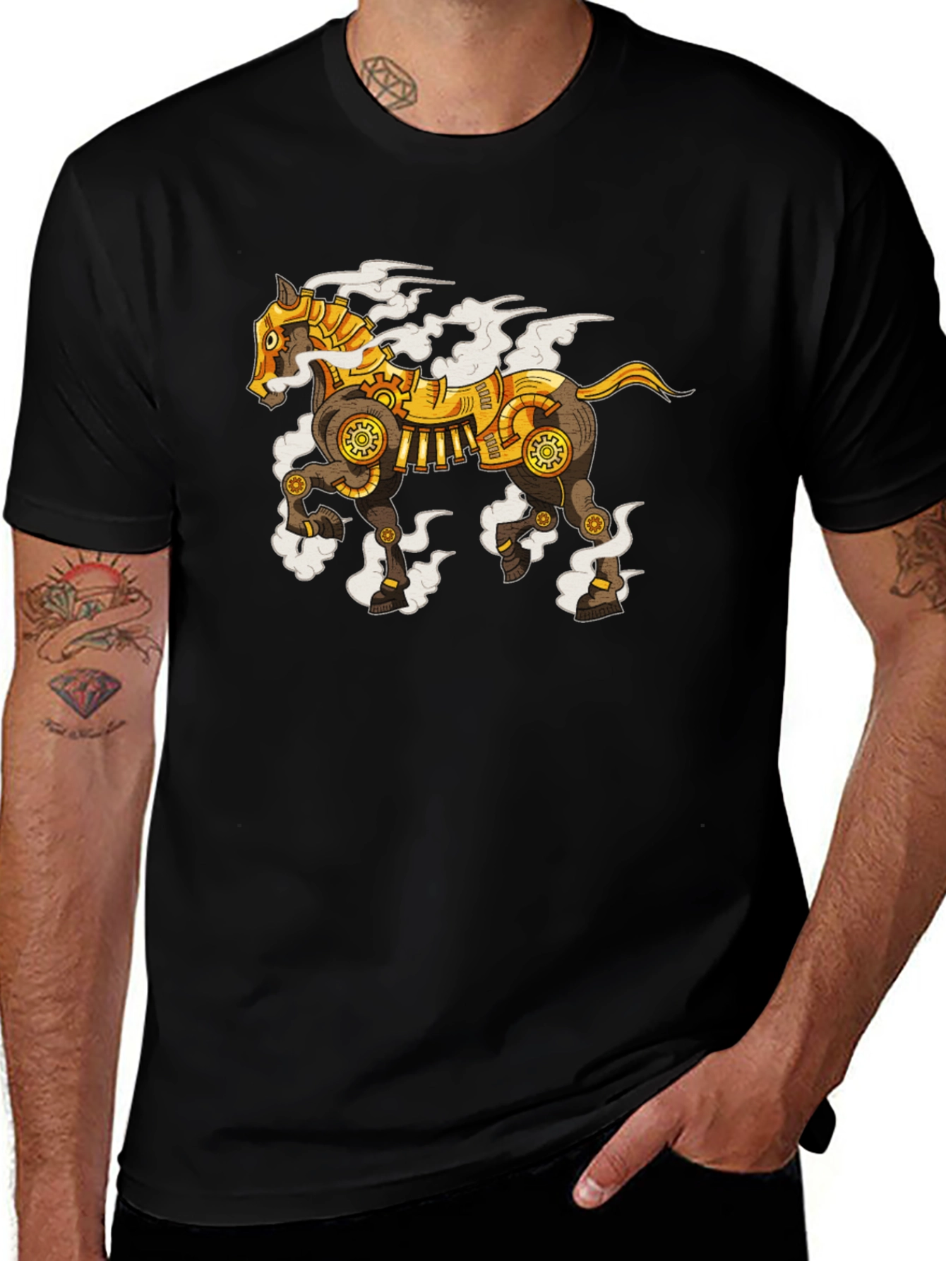 Steampunk Horse Graphic T-Shirt - Unique Design