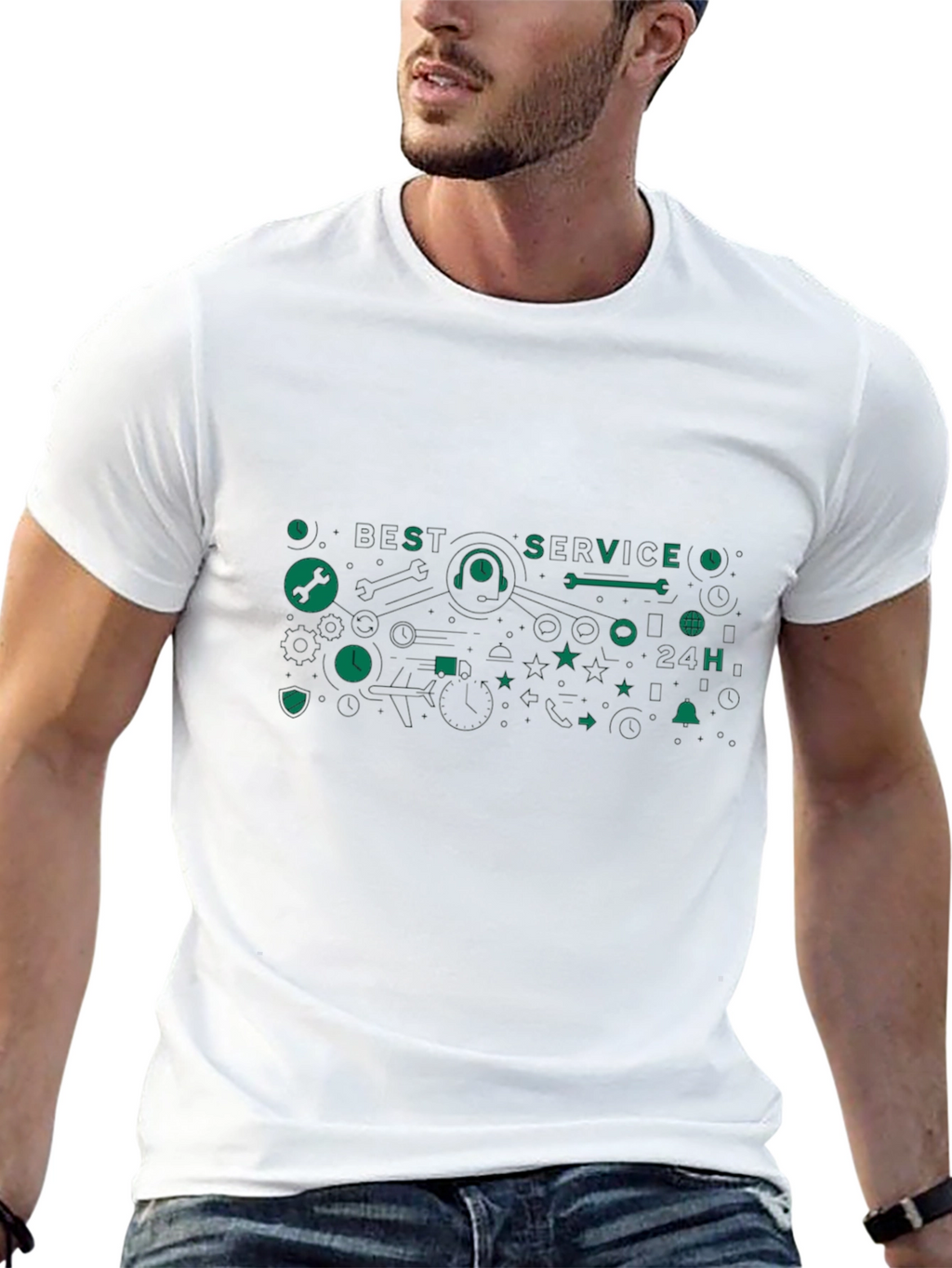 Best Service Graphic Tee - Black Cotton Blend