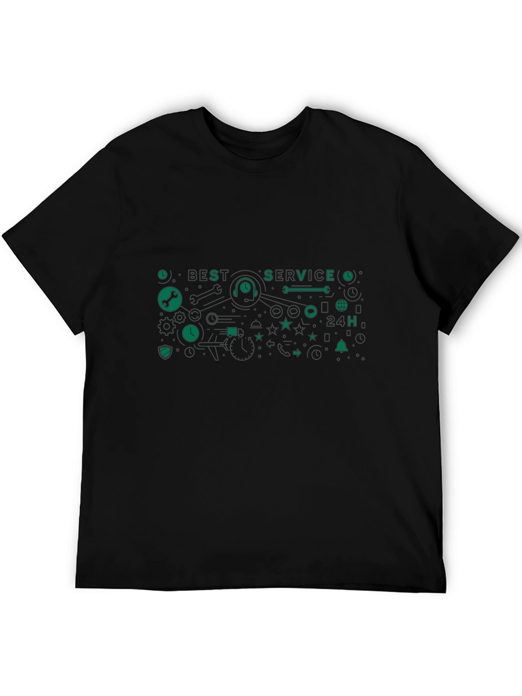 Best Service Graphic Tee - Black Cotton Blend