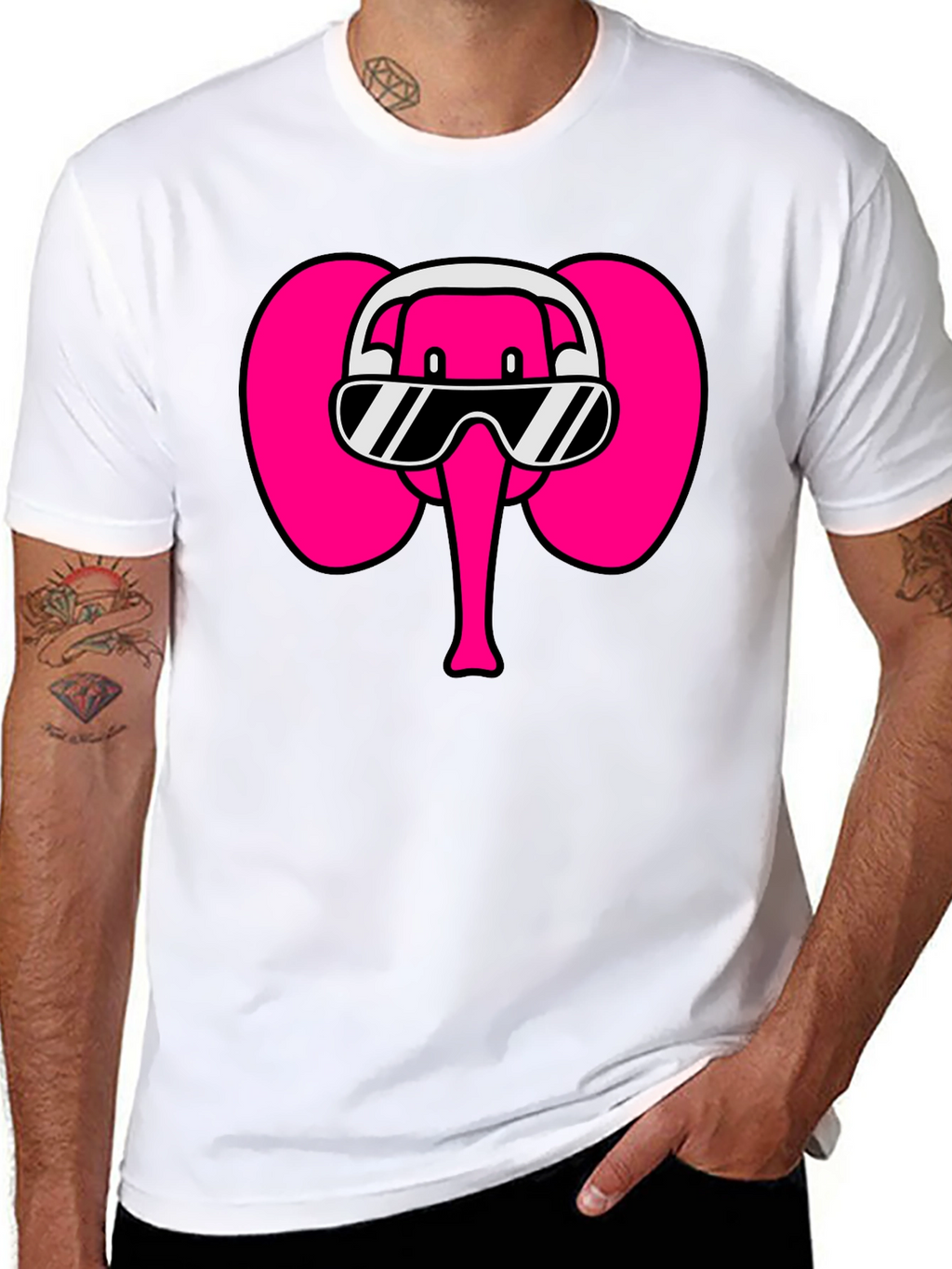 Cool Elephant T-Shirt: DJ Pink Elephant Tee