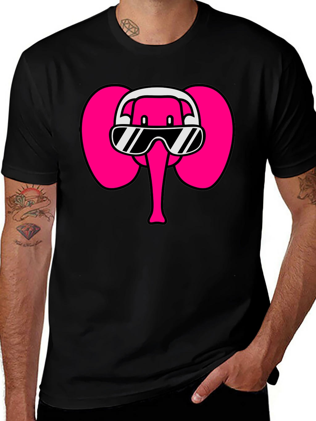 Cool Elephant T-Shirt: DJ Pink Elephant Tee