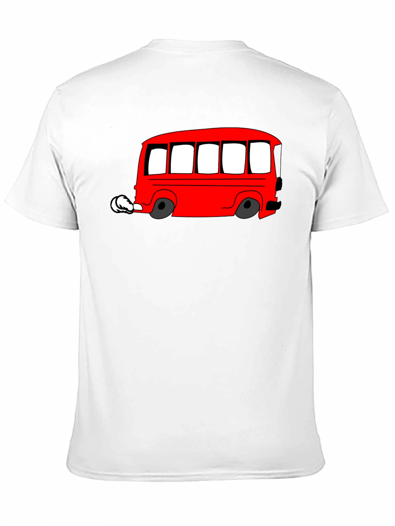 Red Cartoon Bus Graphic Black T-Shirt