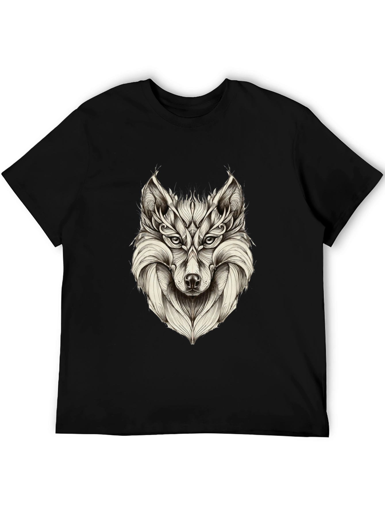 Mens Black Wolf Graphic Tee