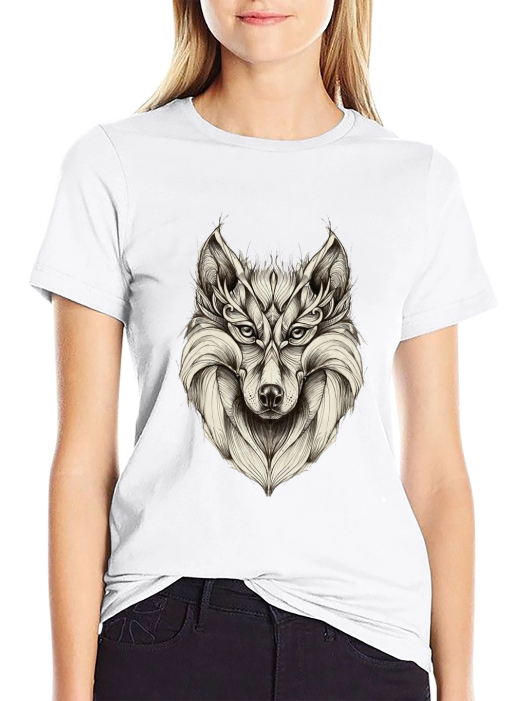 Mens Black Wolf Graphic Tee