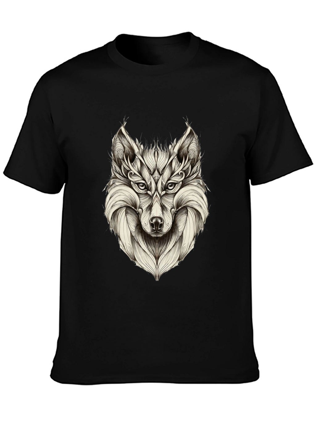 Mens Black Wolf Graphic Tee
