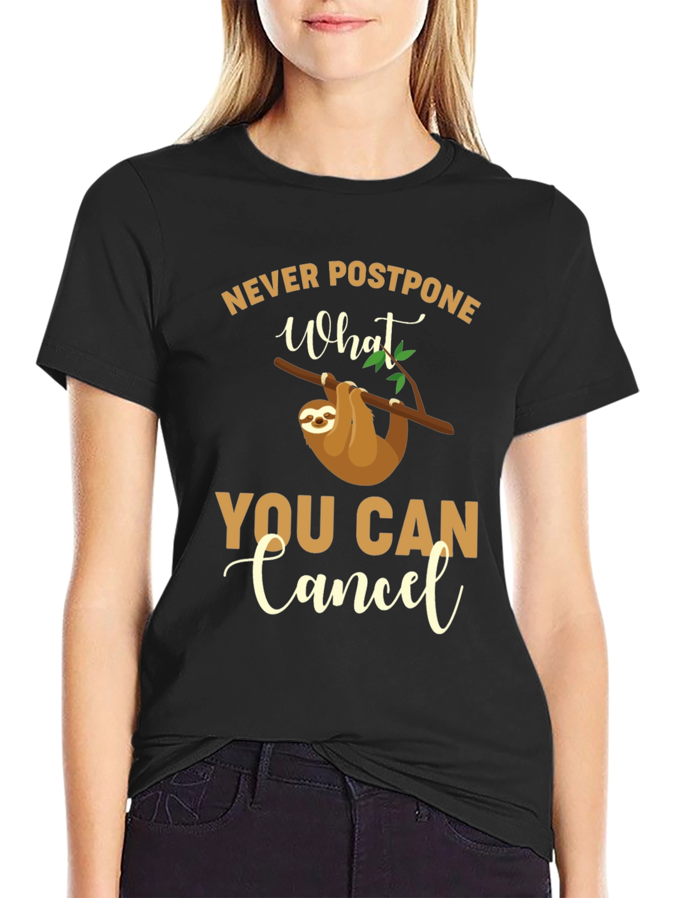 Funny Sloth T-Shirt - Never Postpone What You Can Cancel